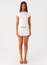 Landon Button Up Top - White